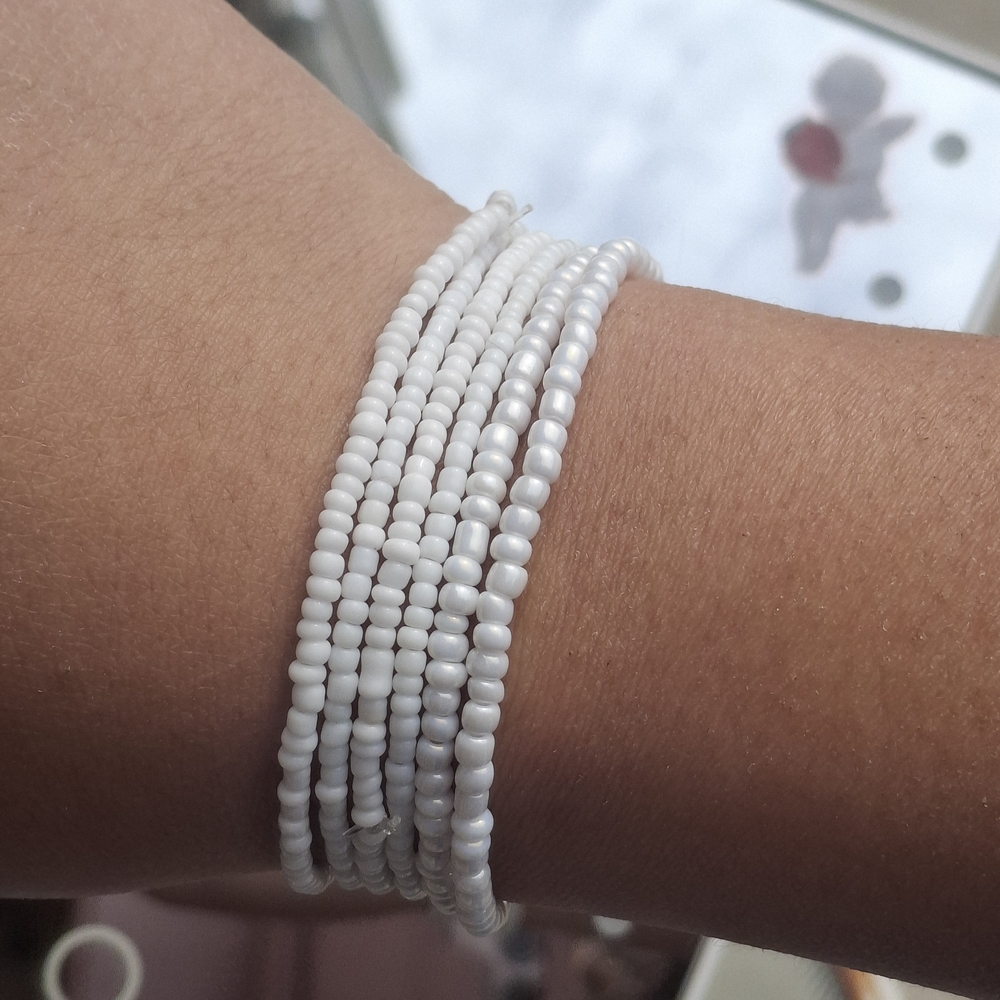 Classic White Multi-Strand Seed Bead Bracelet for Women